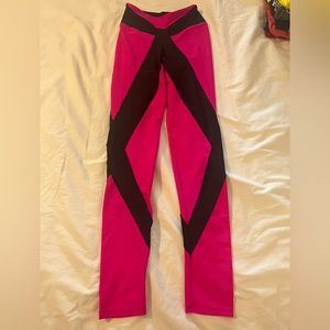 BonaFide Athletic Leggings XS Dark Pink and Blk.